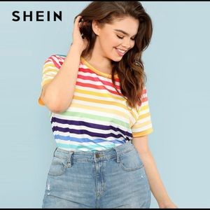 Multicolored Striped 2XL T-Shirt
